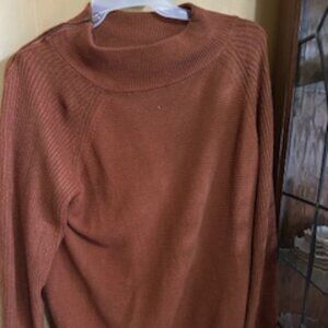 Cute Rust Orange Sweater with Zipper at the Neck